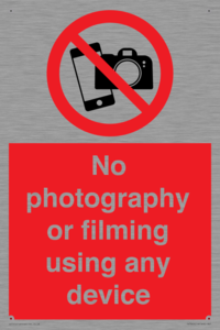No photography or filming using any device